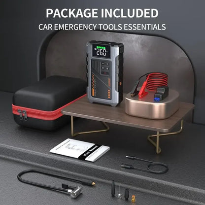 W100 2500A Portable Car Jump Starter With Air Compressor