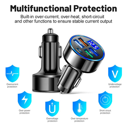 LED Car Charger 5 Ports Fast Charge